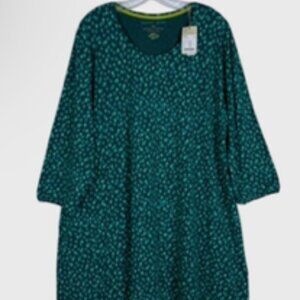 Gudrun Sjoden Milo Tunic 3/4 Sleeve Polka Dot Organic Cotton Green Womens XXL